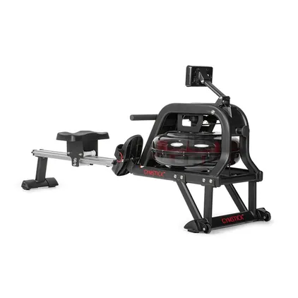 Gymstick H2O Rower Machine -vesivastuksella toimiva soutulaite vaaleaa taustaa vasten kuvattuna.