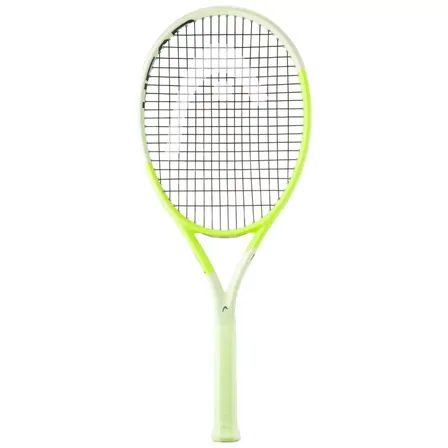 Keltavihreä Head Extreme Team 2024 -tennismaila valkoisella taustalla.