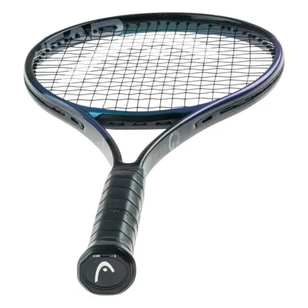 Musta ja sininen Head Gravity MP 2025 -tennismaila valkoisella taustalla.