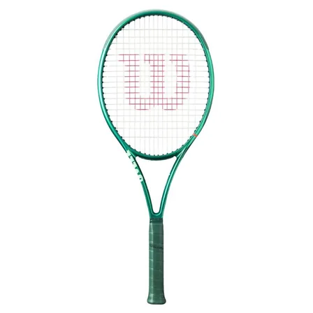 Vihreä Wilson Blade 100 V10 -tennismaila valkoisilla jänteillä ja Championship Green -värityksellä valkoisella taustalla.