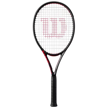 Musta ja punainen Wilson Clash 100 V3.0 -tennismaila valkoisella taustalla.