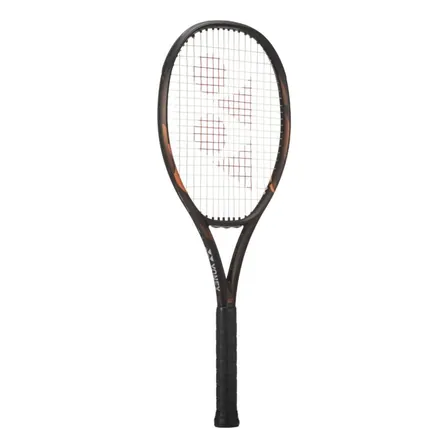 Tummanruskea Yonex EZONE 98 Espresso Brown -tennismaila mustalla gripillä valkoisella taustalla.